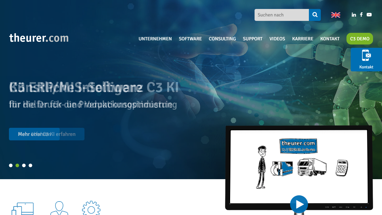Screenshot of the homepage of theurer.com C3