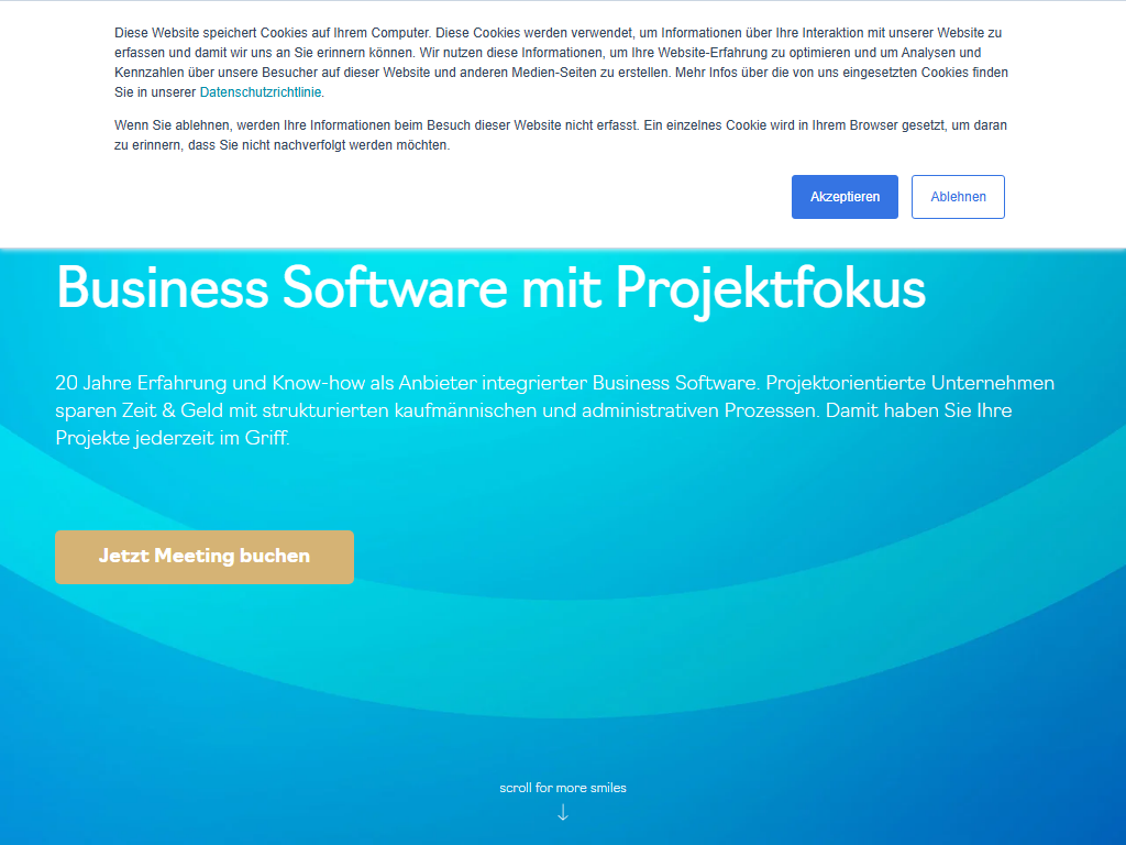 Screenshot der Homepage von timo365 ERP
