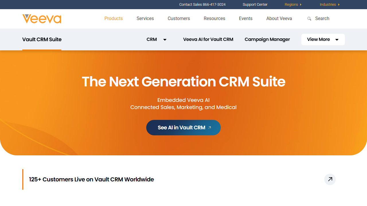 Screenshot of the homepage of Veeva CRM