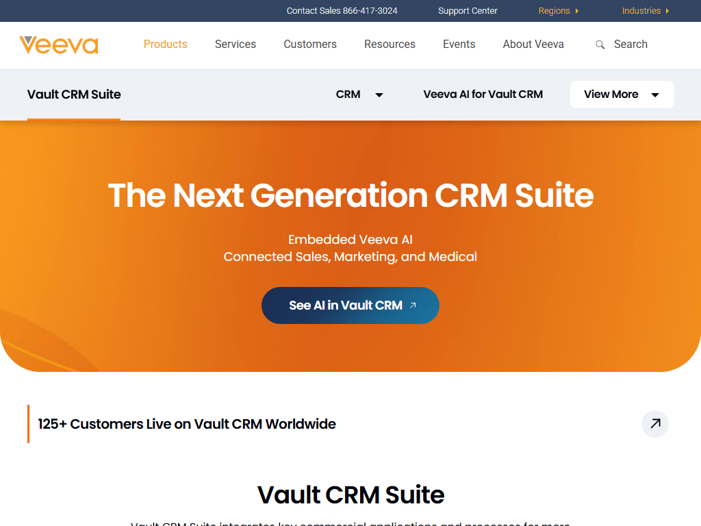 Screenshot of the homepage of Veeva CRM