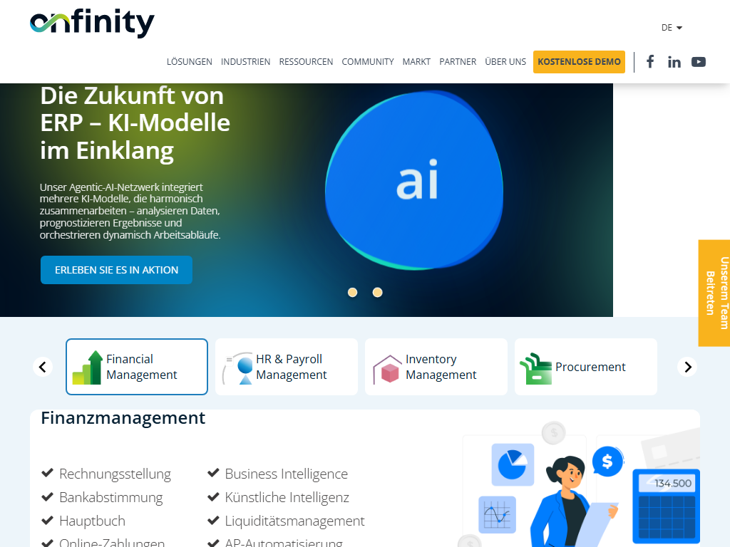 Screenshot of the homepage of VIENNA Advantage Enterprise Cloud (Onfinity Nova/Galaxy)
