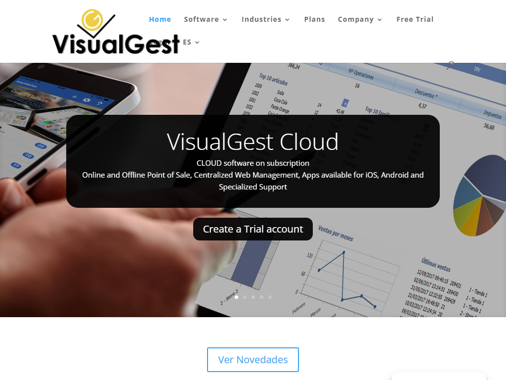 Screenshot der Homepage von VisualGest