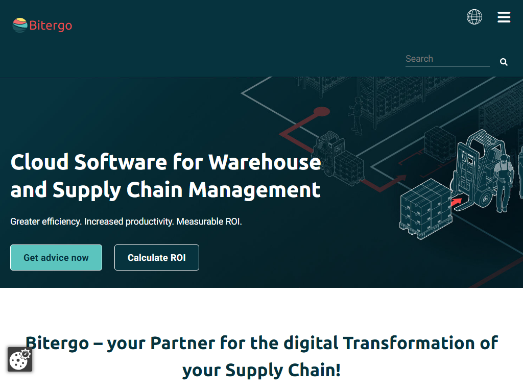 Screenshot of the homepage of Bitergo WMS Warehouse Star