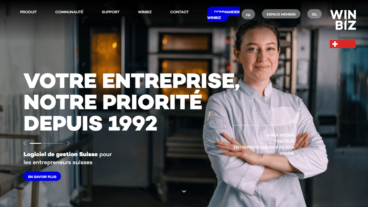 Screenshot of the homepage of Winbiz Cloud