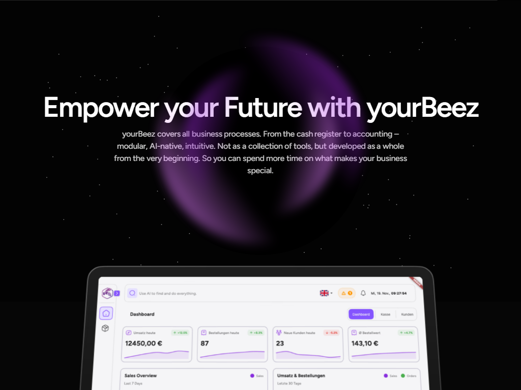 Screenshot der Homepage von yourBeez